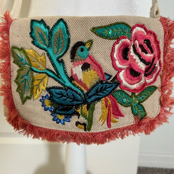 EUC Anthropologie Embroidered Floral Crossbody Bag - Picture 2 of 10